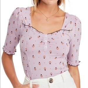 Free People Lilac Floral Crop Top